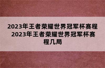 2023年王者荣耀世界冠军杯赛程 2023年王者荣耀世界冠军杯赛程几局